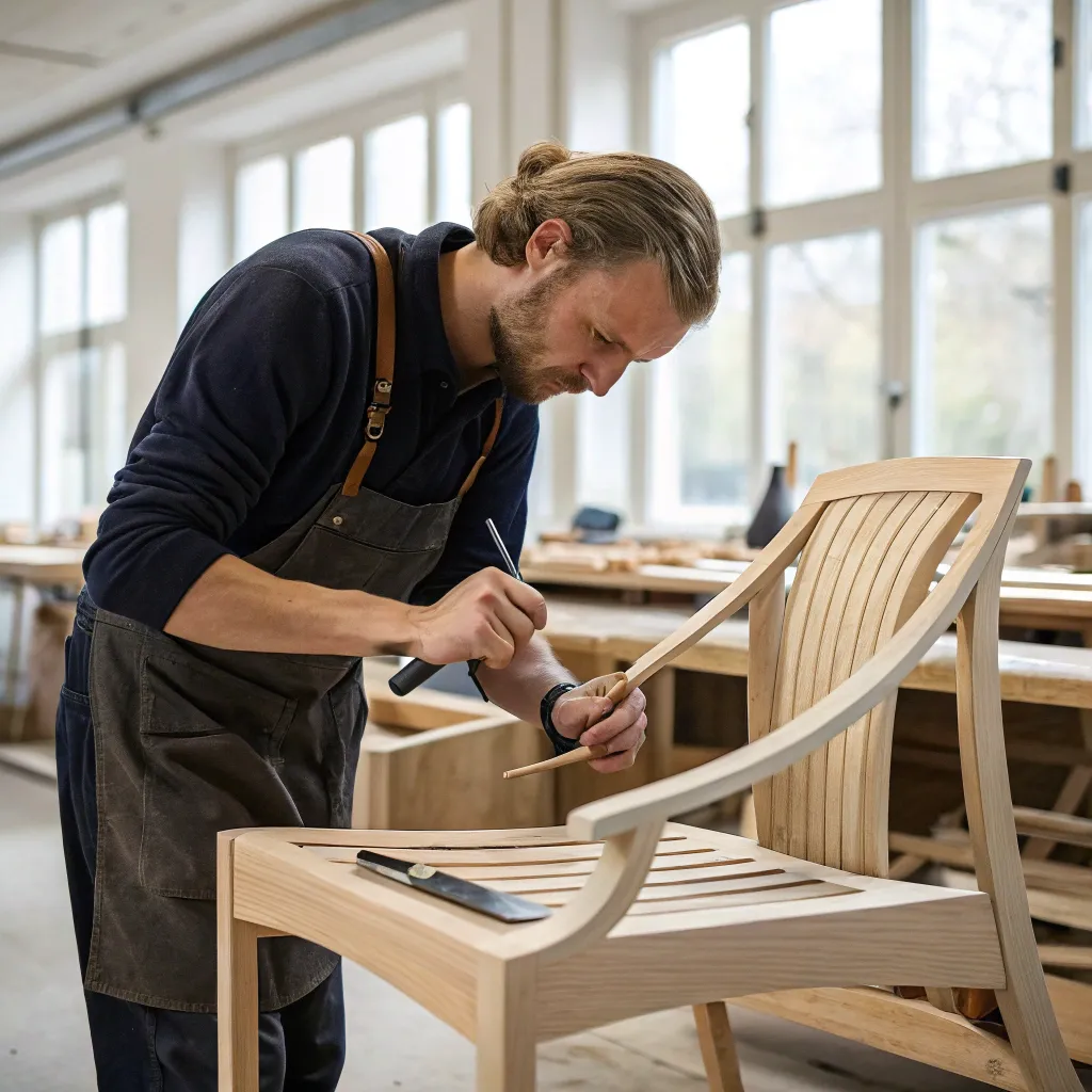 Craftsman working on Scandinavian furniture
